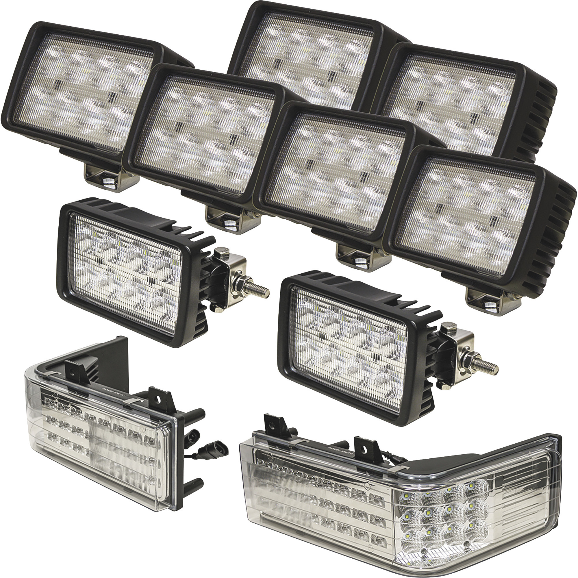 Tiger Lights LED Flood/Spot and Flood Tractor Light Kit - 10 Lights, 500 Watts Combined, 45,200 Lumens, Fits Ford-New Holland 70 Genesis Series, Model# FNHKIT1